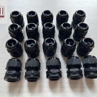 Ốc siết cáp nhựa màu đen M25x1.5 2 lỗ ra cáp